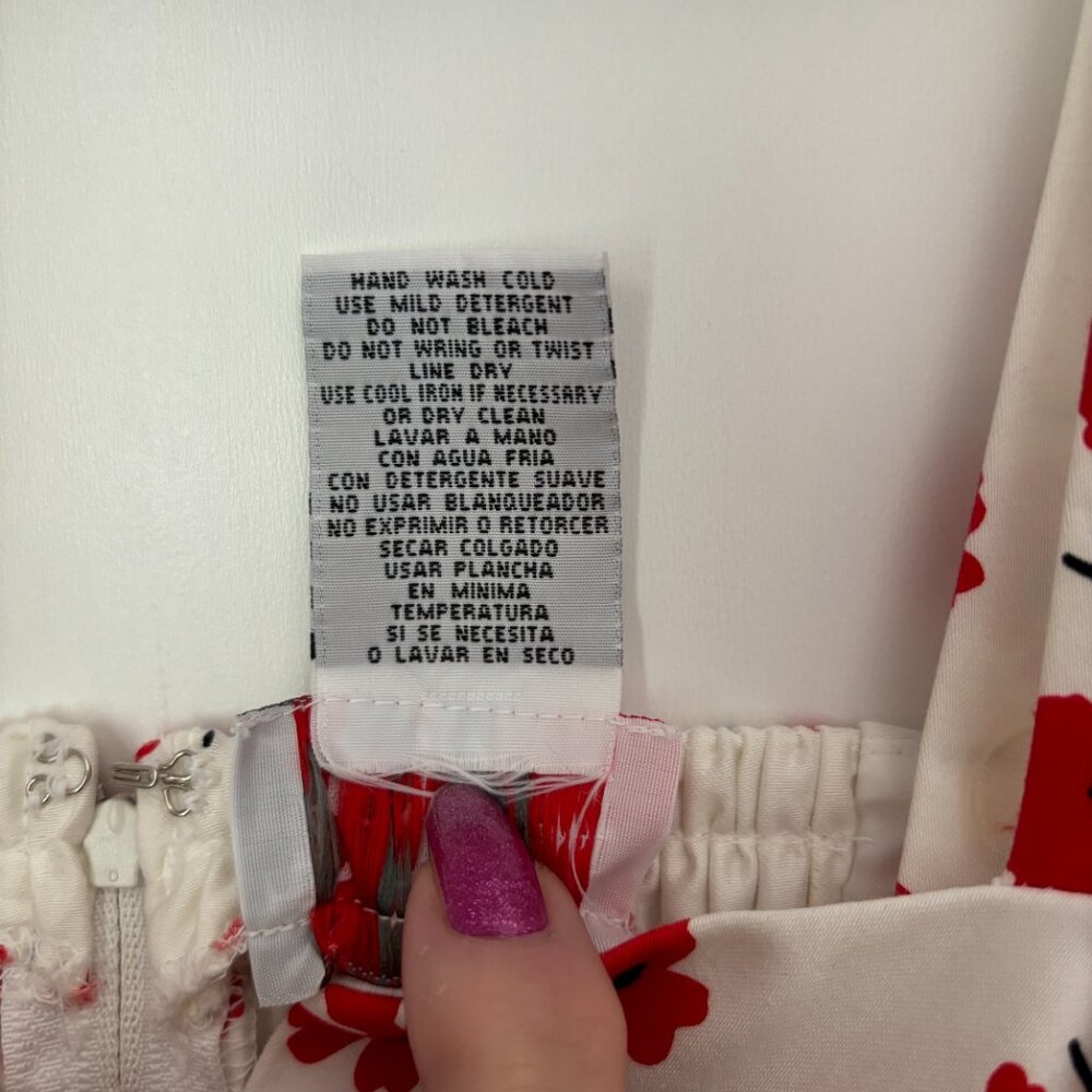 Vintage R&K Originals Red Poppy Flower Built in Bra Fit and Flare Sundress 10 - Picture 13 of 15